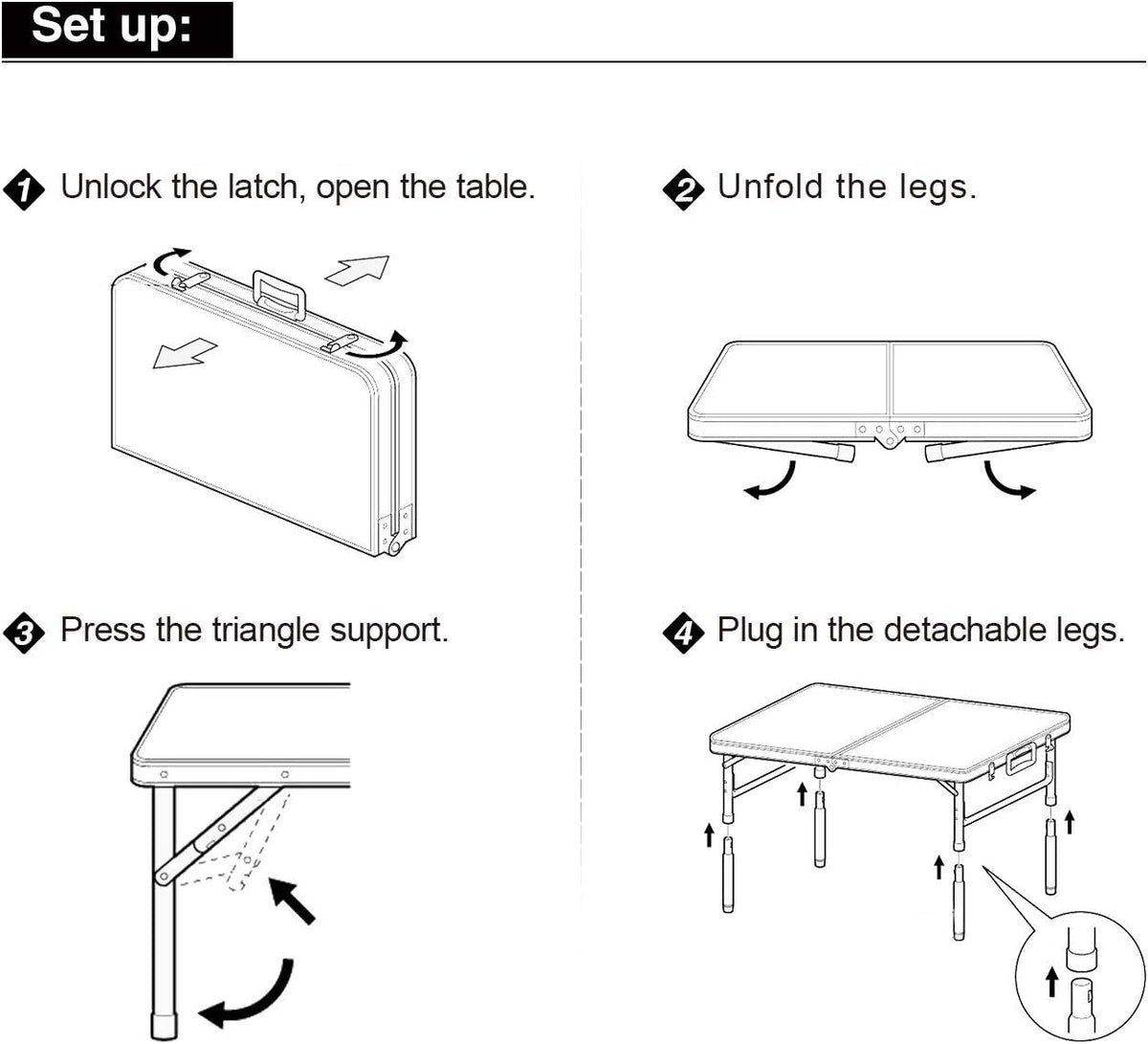 White 36 x 24 inch Aluminum Folding Camping Table L9064
