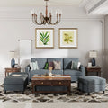 Dark Grey Convertible Sectional Sofa with Storage Ottoman V184