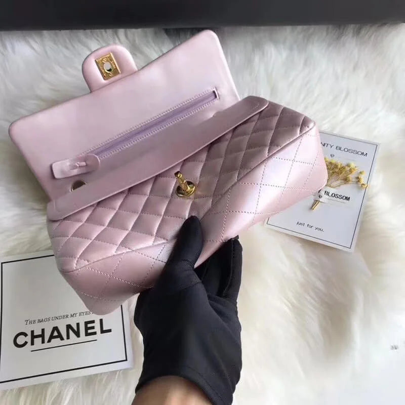 Pink Gold Medium Lambskin Leather Flap Bag L535