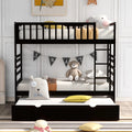 Twin Over Twin Solid Wood Bunk Beds with Trundle T133037
