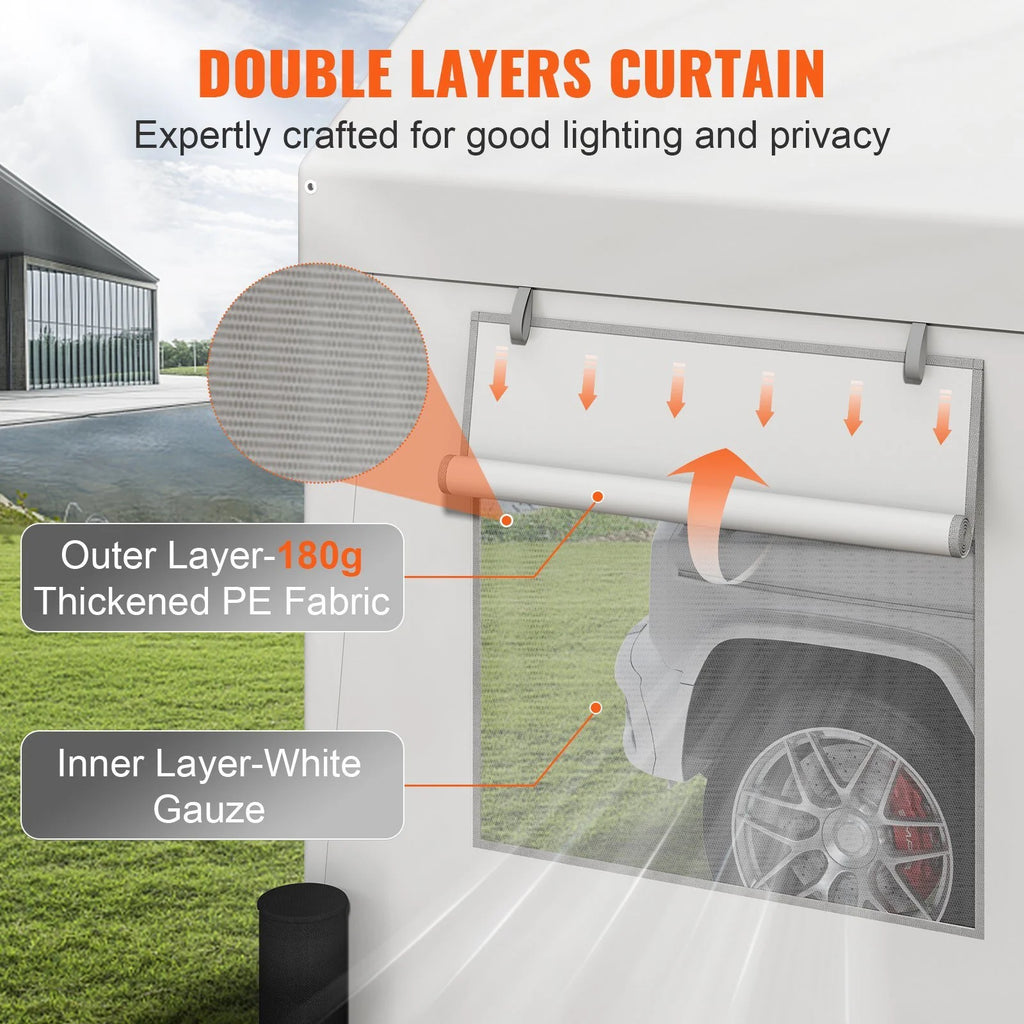 Heavy Duty Car Canopy with Roll-up Ventilated Windows B8354