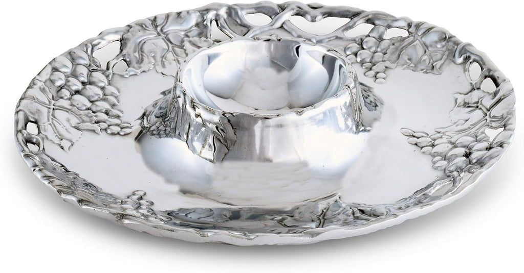 Metal Grape Chip and Dip Platter, 14 inch Diameter O16099