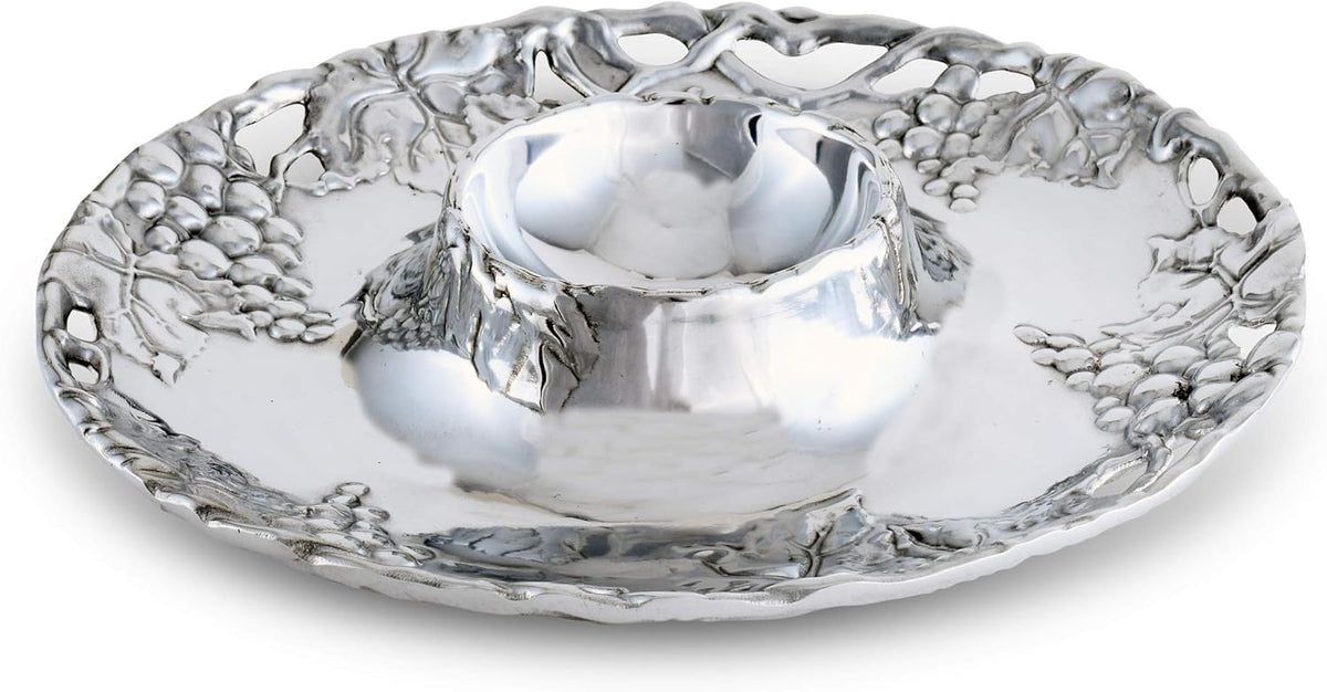 Metal Grape Chip and Dip Platter, 14 inch Diameter O16099