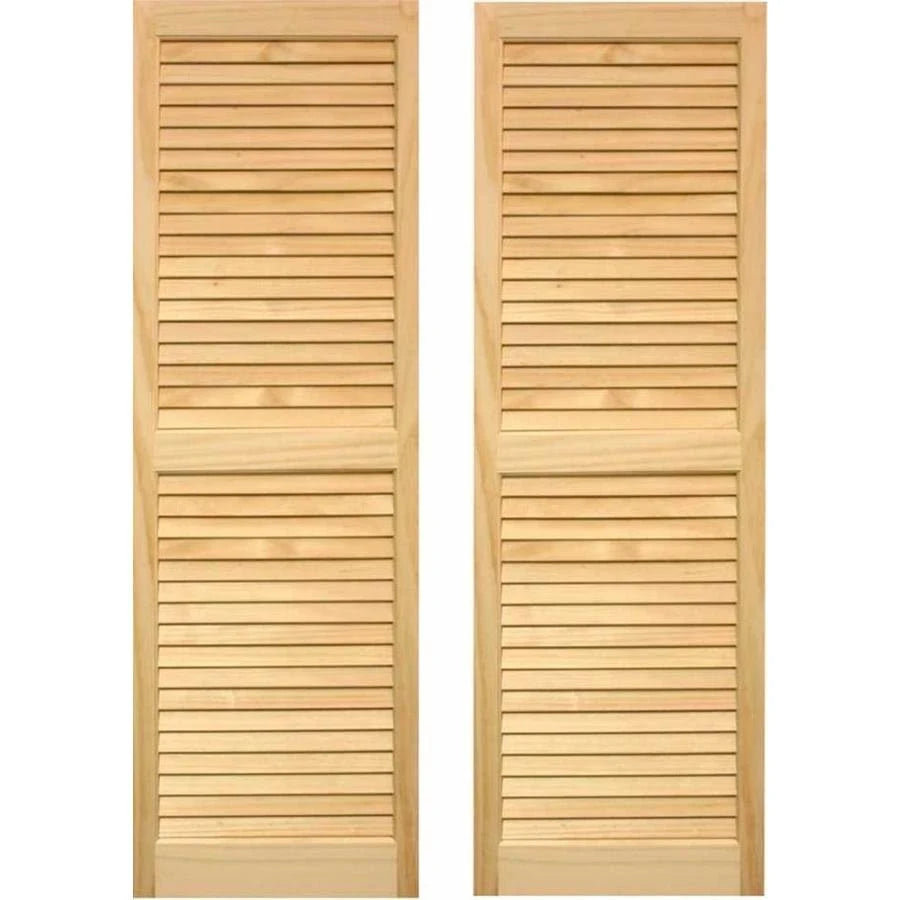 2-Pack 15-in W x 80-in H Louvered Wood Exterior Shutters in Brown A133