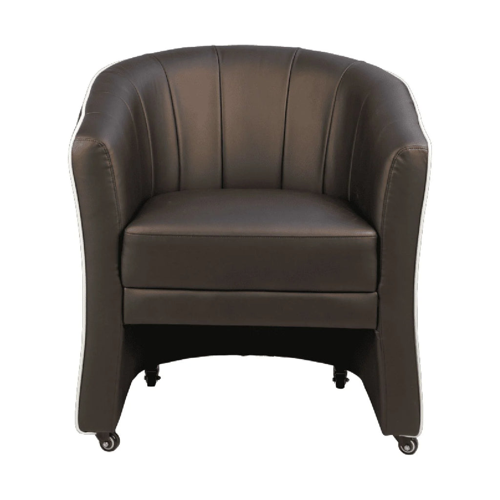 Black Leather Guest Chair with Lockable Rolling Casters J140349