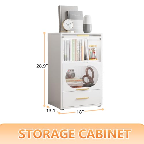 White Metal Kitchen Storage Cabinet with Clear Doors U452583