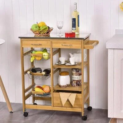 Kitchen Cart with Stainless Steel Top V80540