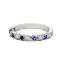 14K White Gold Eternity Band with Round Cut Diamond and Blue Sapphire B636351