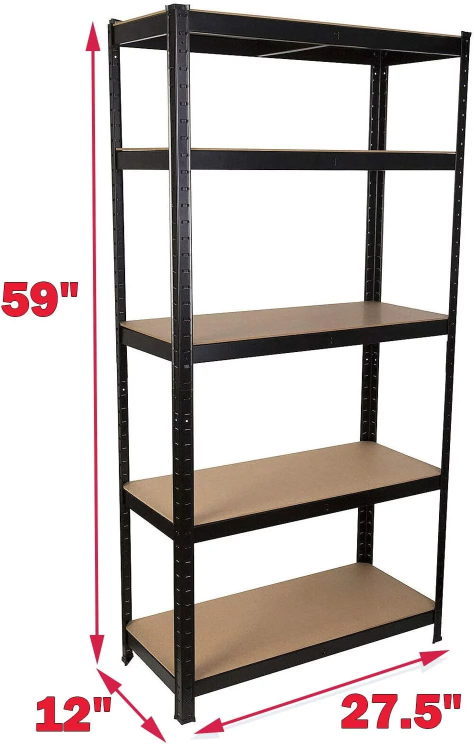 5-Tier Shelving Unit 59"x28"x12" Black U90879