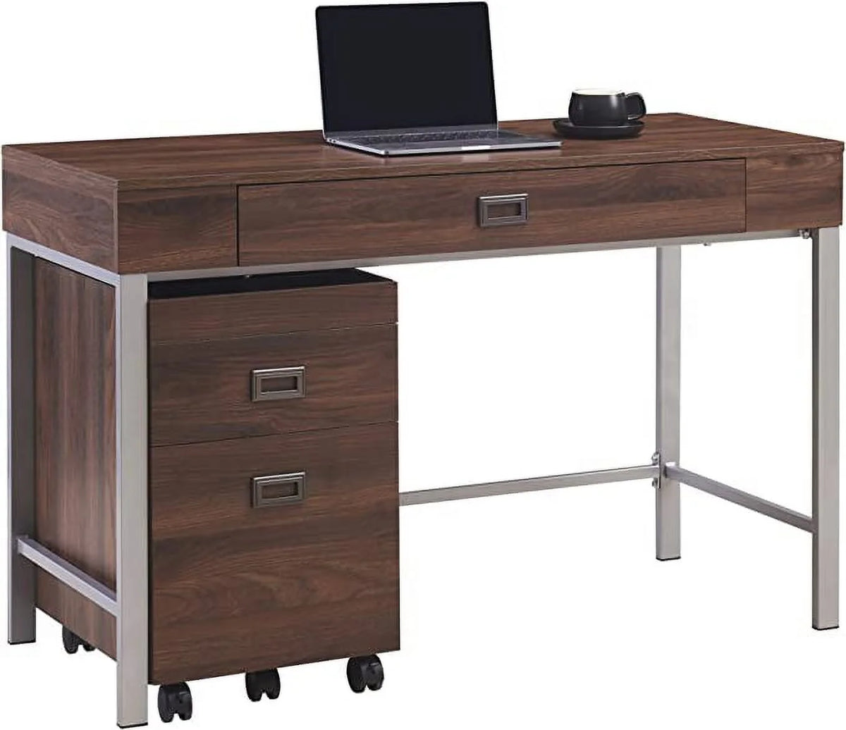 Brown Computer Desk with Mobile File Cabinet X5686