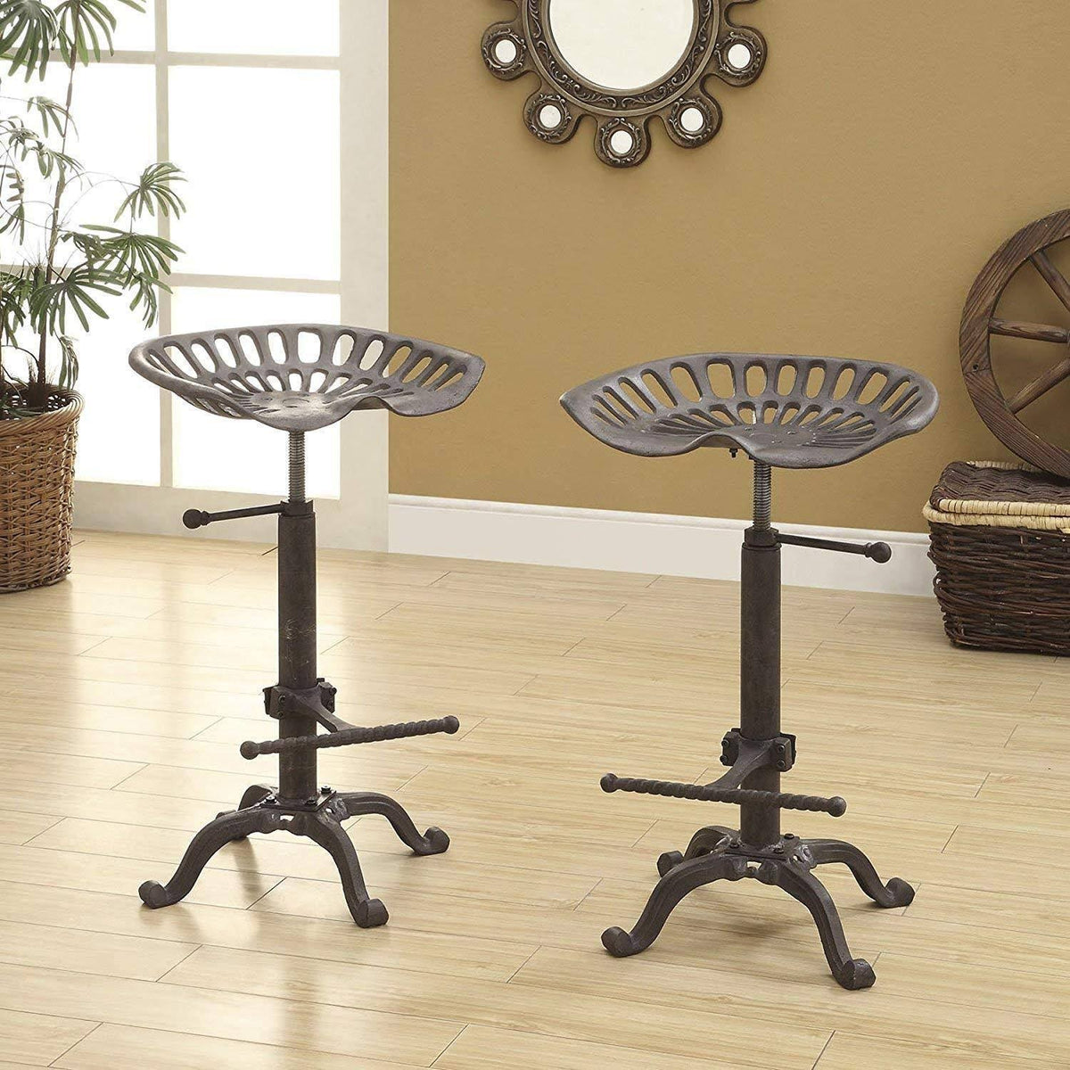 Rustic Industrial Farmhouse Tractor Seat Adjustable Bar Stool N679