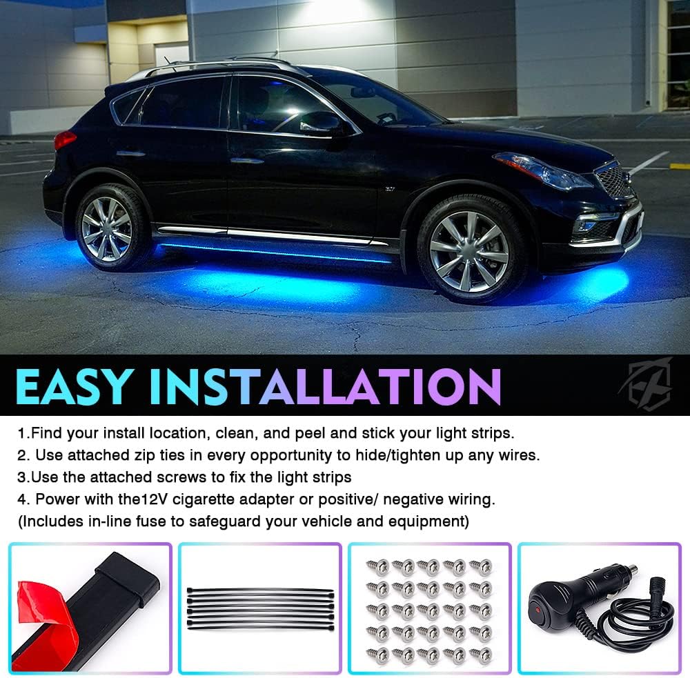 4 PCS RGB LED Car Underglow Light Kit with Wireless Remote Z898