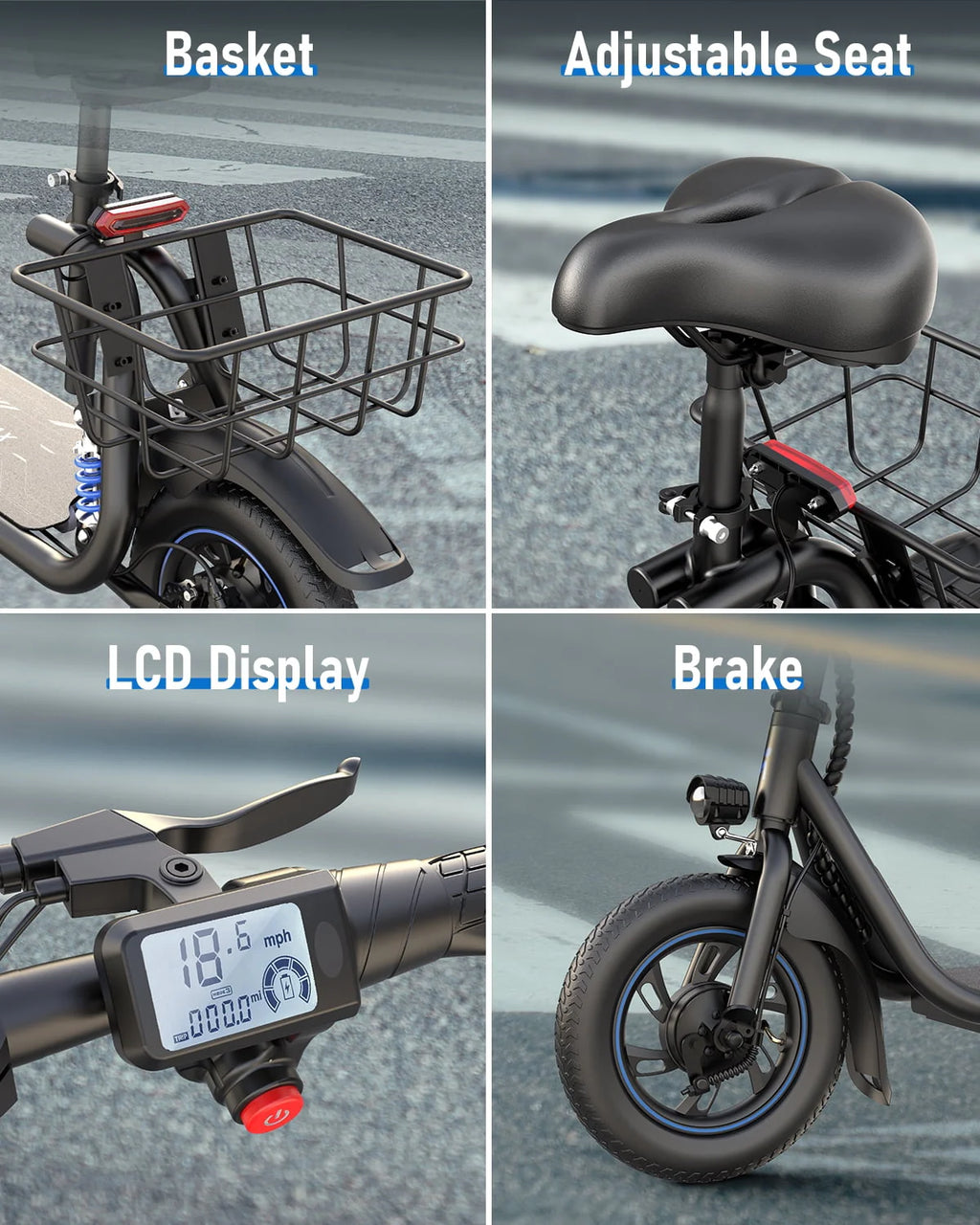 Electric Scooter with Seat & Carry Basket H5182
