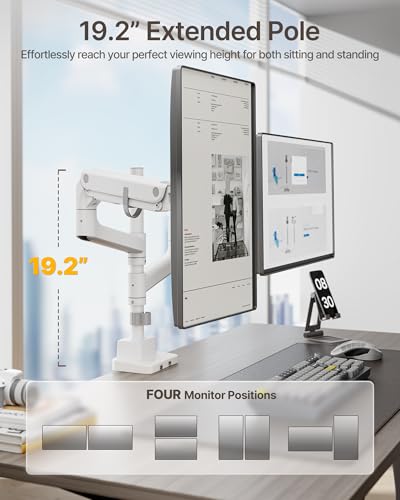 17-57 Inch Dual Ultrawide Aluminum Gas Spring Monitor Arm, Black F901706