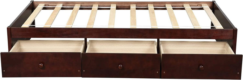Cherry Wood Storage Bed with 3 Drawers V7362