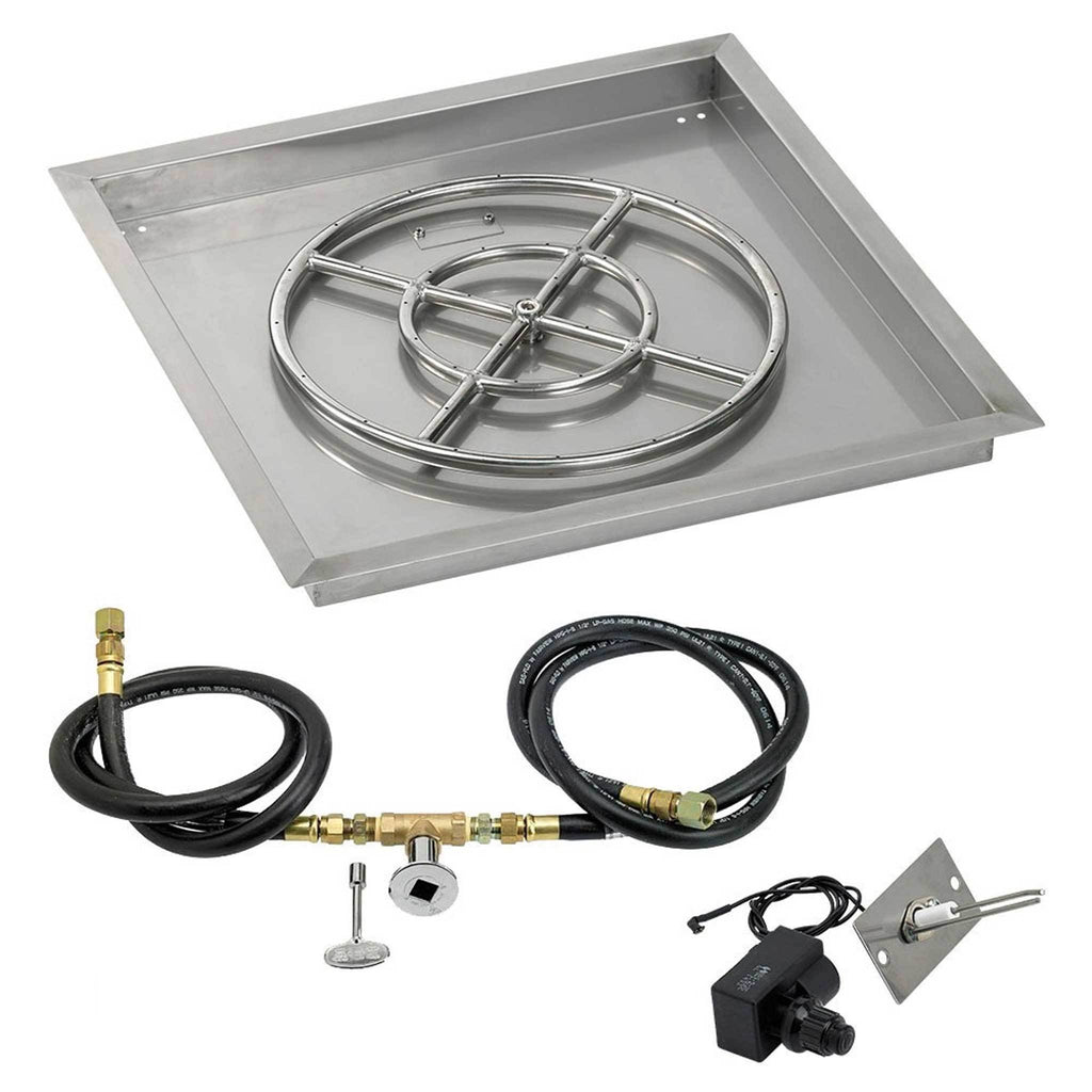 36x22 Square Drop-In Pan with Spark Ignition Kit Propane Fire Pit Ring F4424