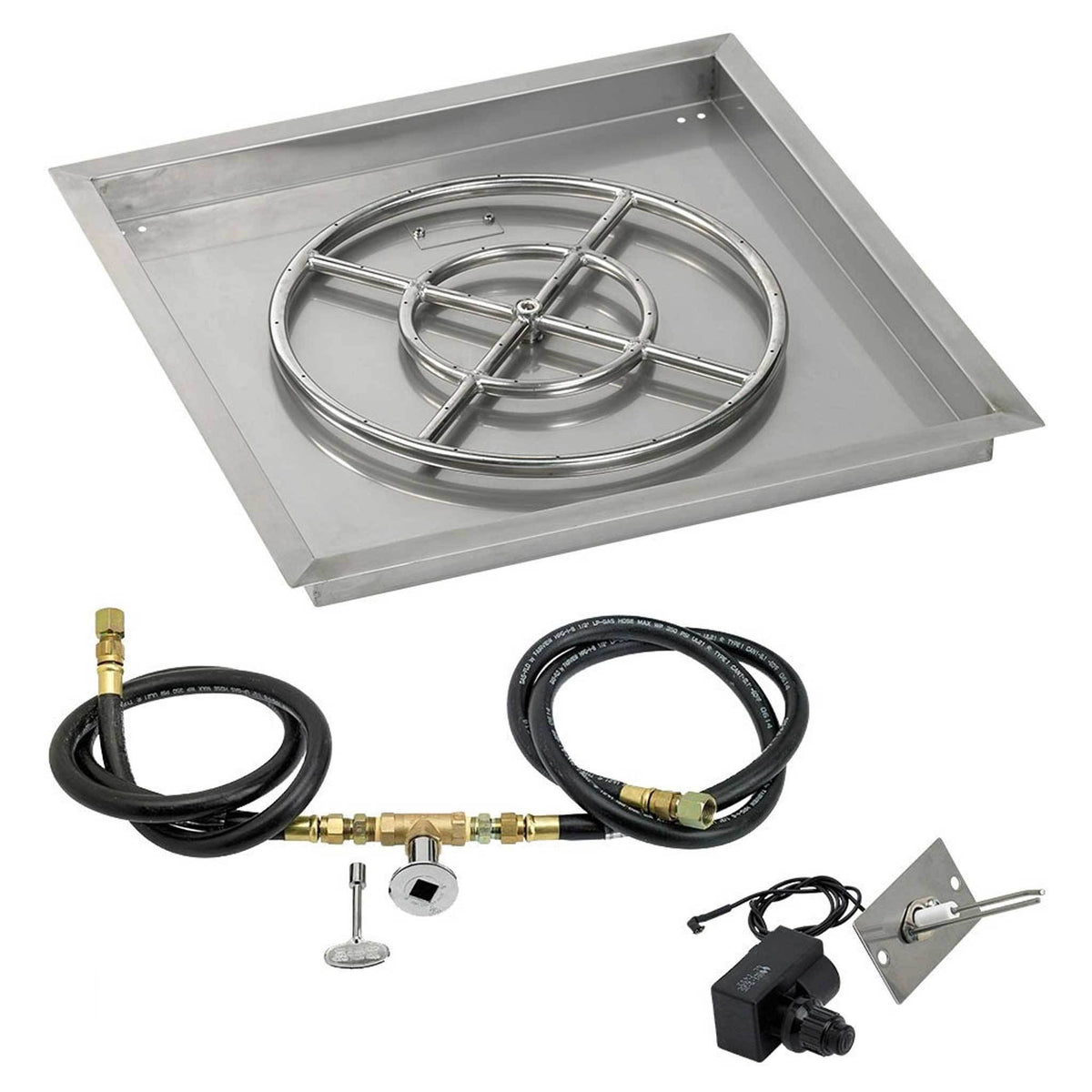 36x22 Square Drop-In Pan with Spark Ignition Kit Propane Fire Pit Ring F4424