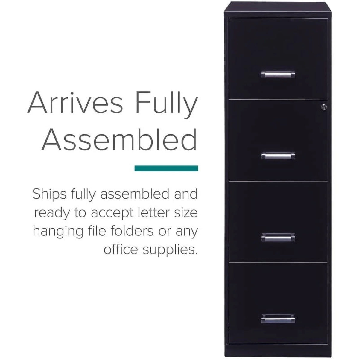 18" 4 Drawer Metal Letter File Cabinet in Black X1543