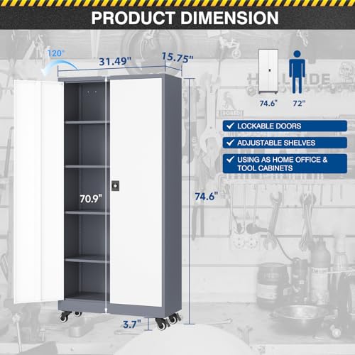 White Metal Rolling Storage Cabinet E6625