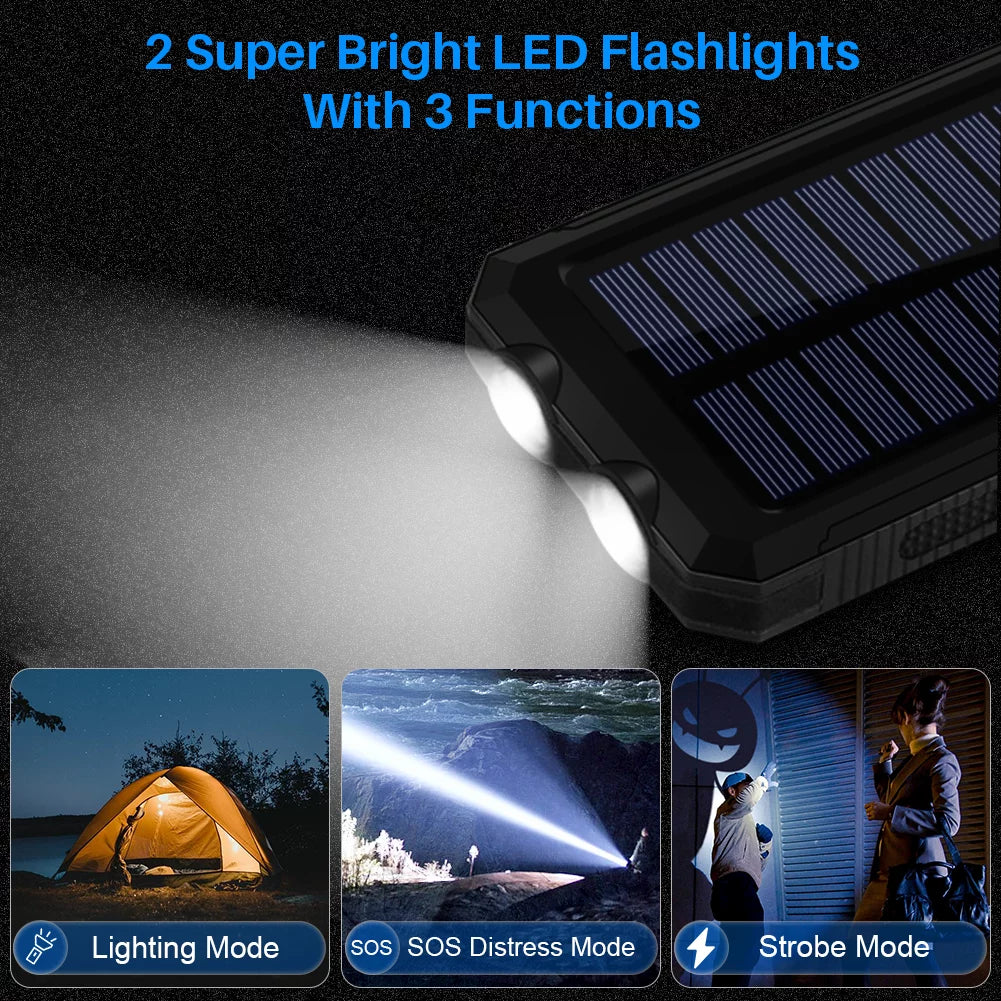 20000mAh Solar Power Bank with Dual USB Ports F980