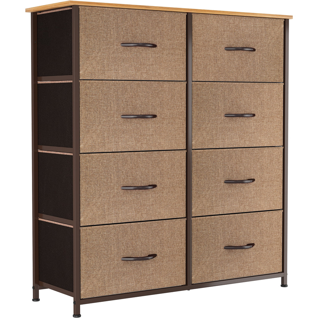 Light Gray 8 Drawer Vertical Dresser with Shelf T51114