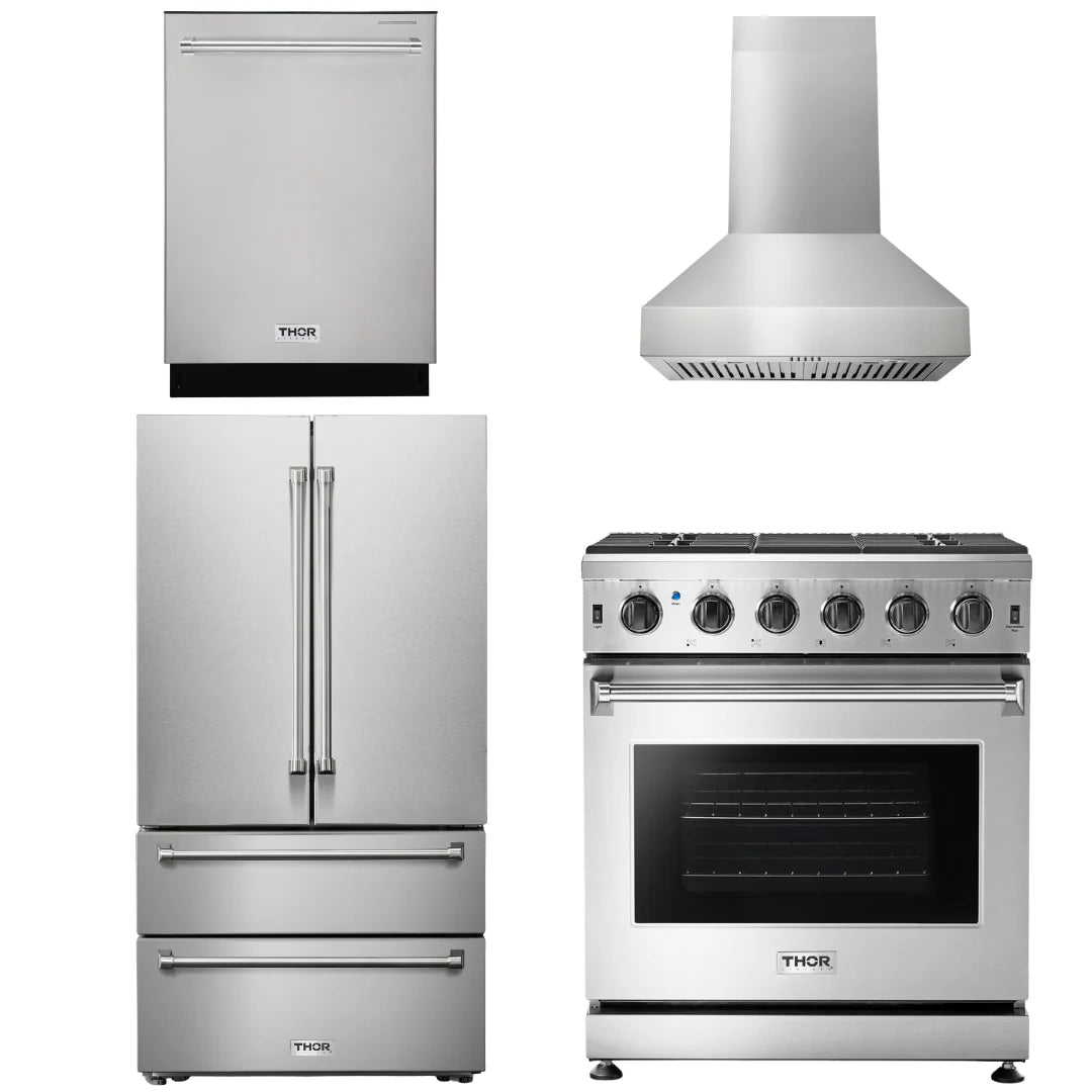 30 Propane Gas Range, Range Hood, Refrigerator, Dishwasher W814