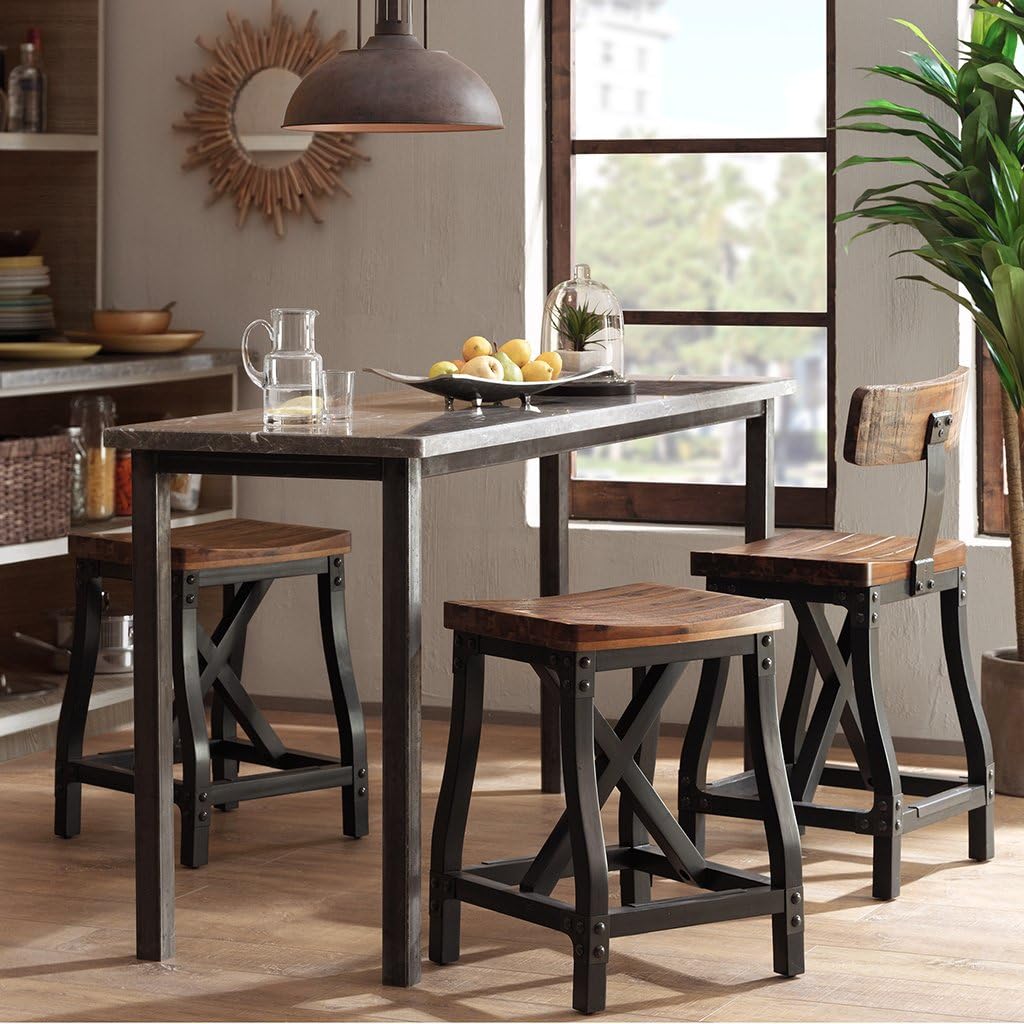 Amber Solid Wood Counter Stool with Removable Backrest G413