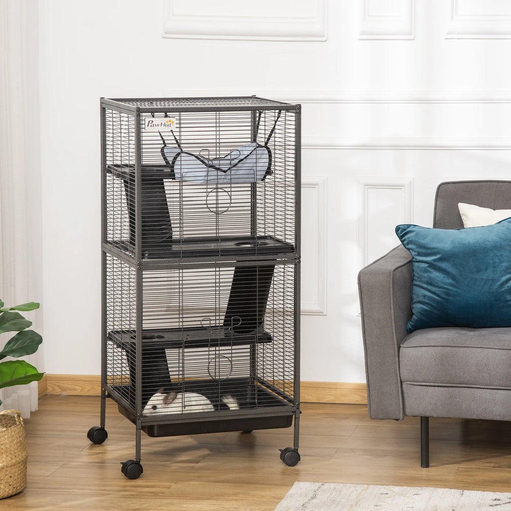 Small Animal Cage with 4 Platforms and Removable Tray Q49680