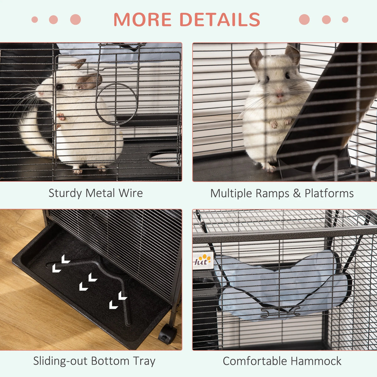 Small Animal Cage with 4 Platforms and Removable Tray Q49680