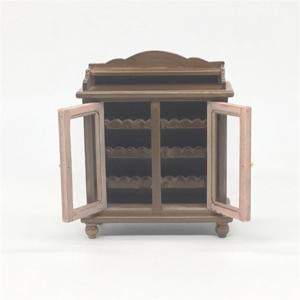 Mini Wooden Wine Cabinet Model (Walnut Color) S4252
