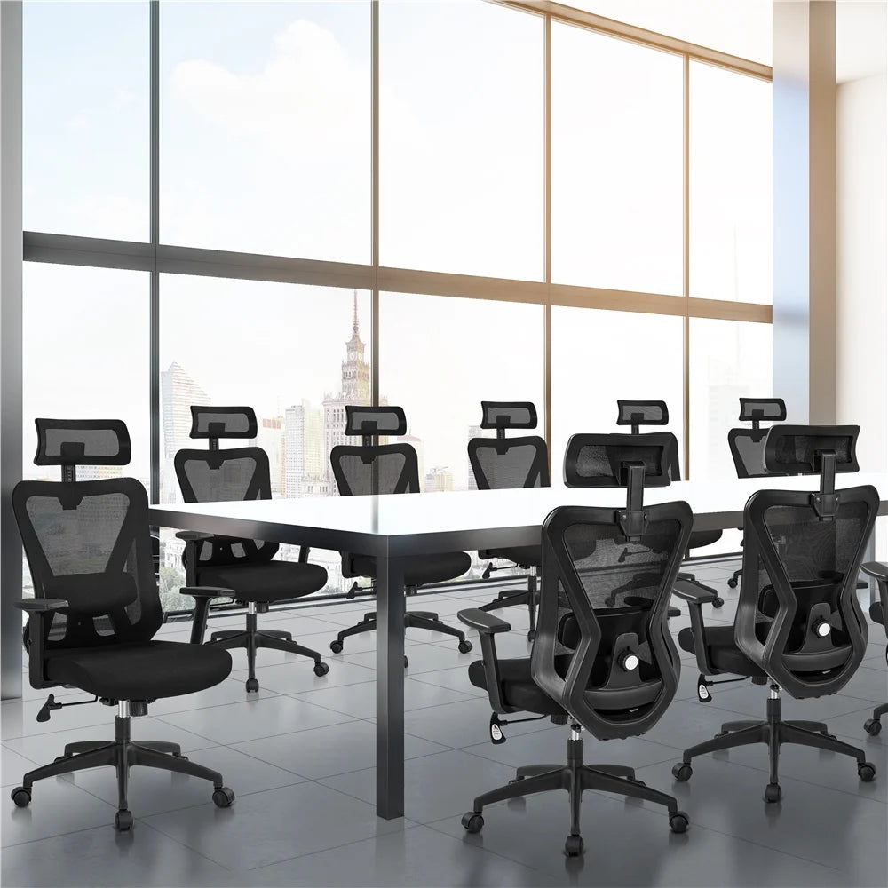 Black Ergonomic Mesh Office Chair with Headrest J80738