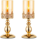 Gold Hurricane Candle Holders with Glass, Set of 2 A4160