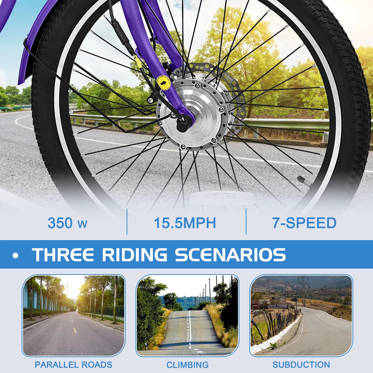 24'' 3 Wheel Electric Tricycle 500W 7-Speed K50324