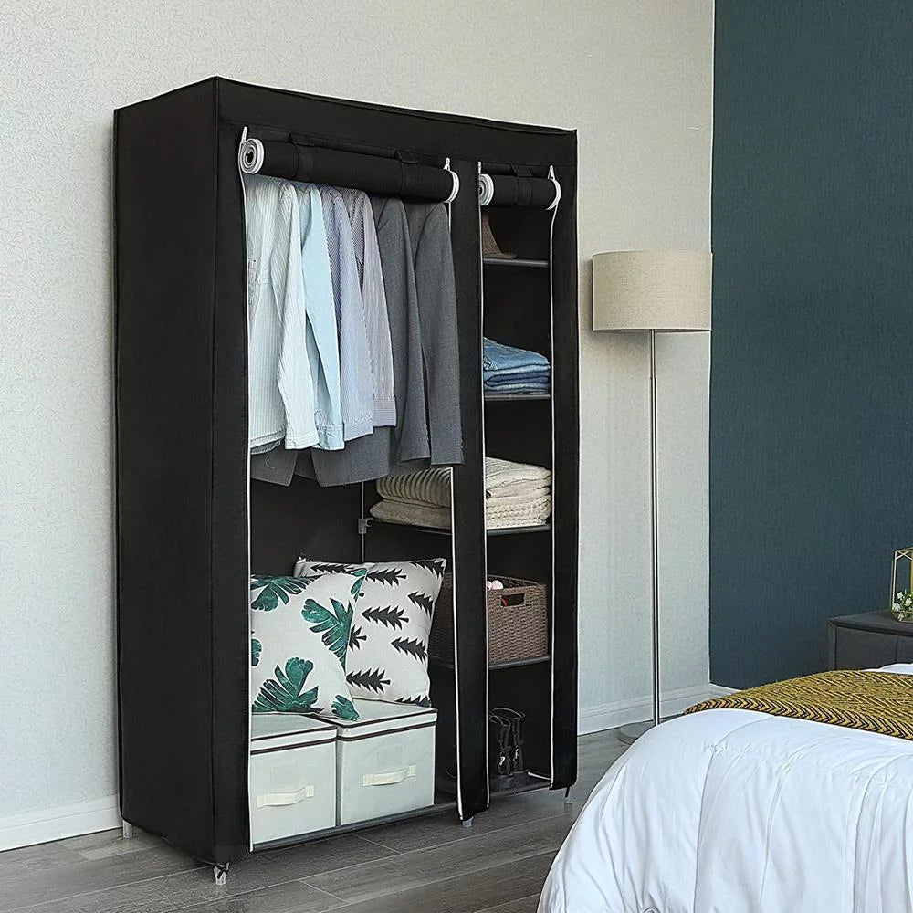 Black Portable Non-woven Fabric Clothes Closet R203119