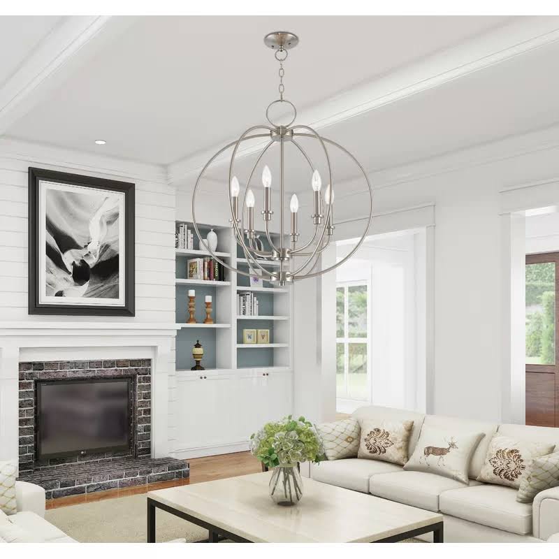 6-Light Globe Chandelier Brushed Nickel Q10741