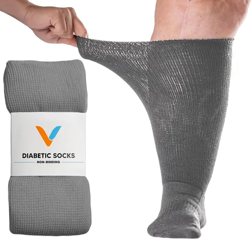 Gray Large Non Binding Seamless Toe Diabetic Socks I811145