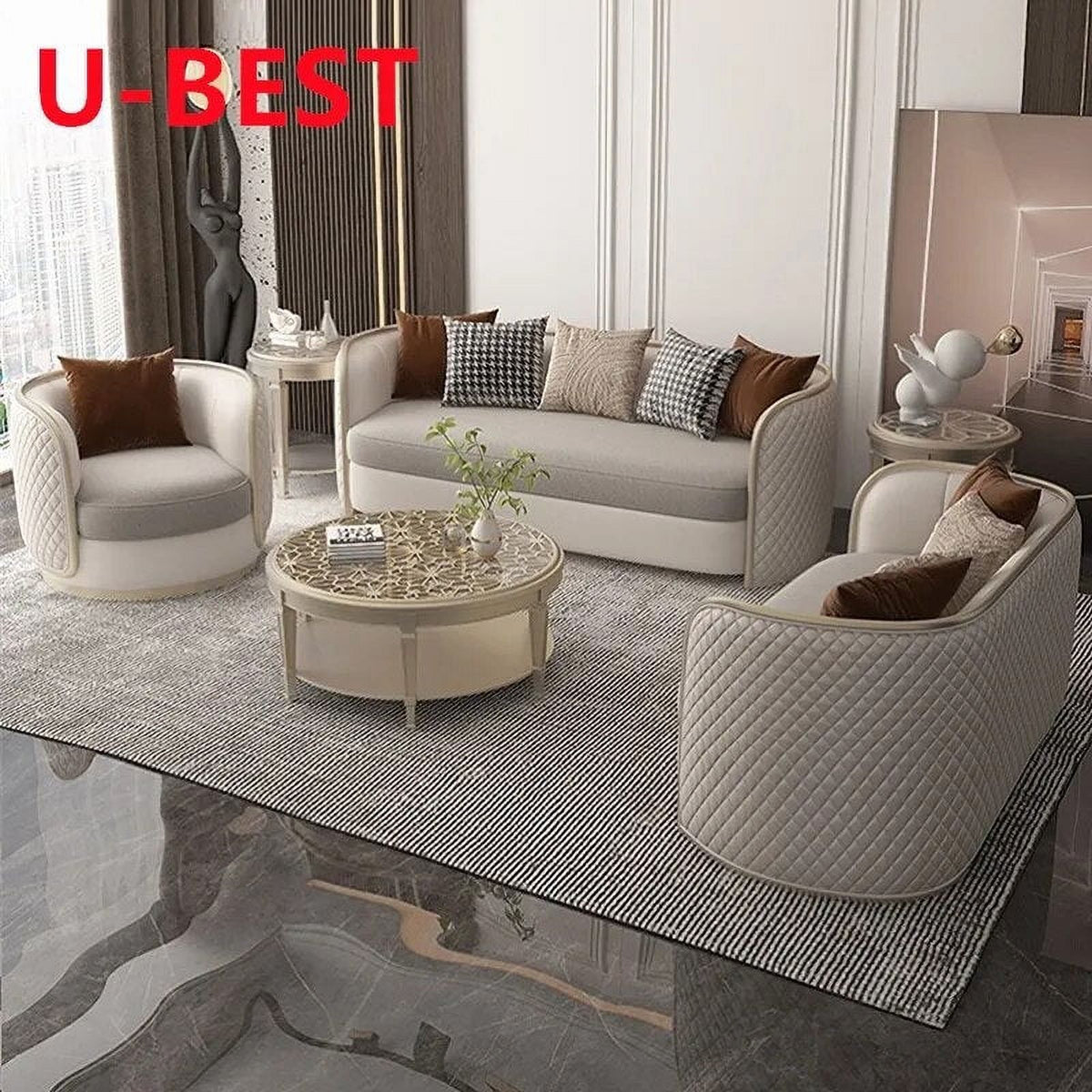 3 Seat Sofa Cum Bed Wooden Curved Couch K929