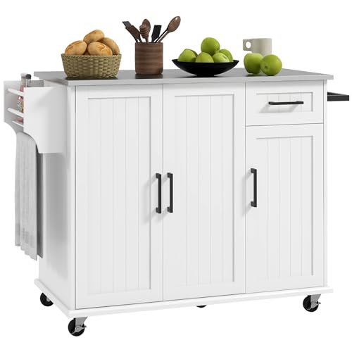 Black Rolling Kitchen Island with Storage T6195