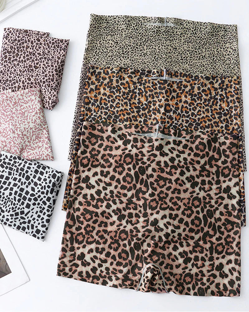 Mid-Rise Ice Silk Leopard Panties 6 Pack U68989