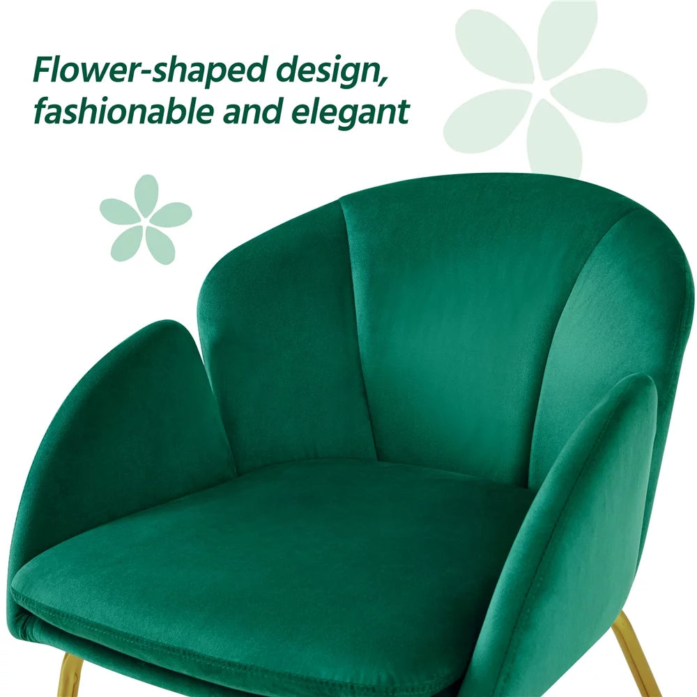 Green Velvet Armchair with Golden Metal Legs W533