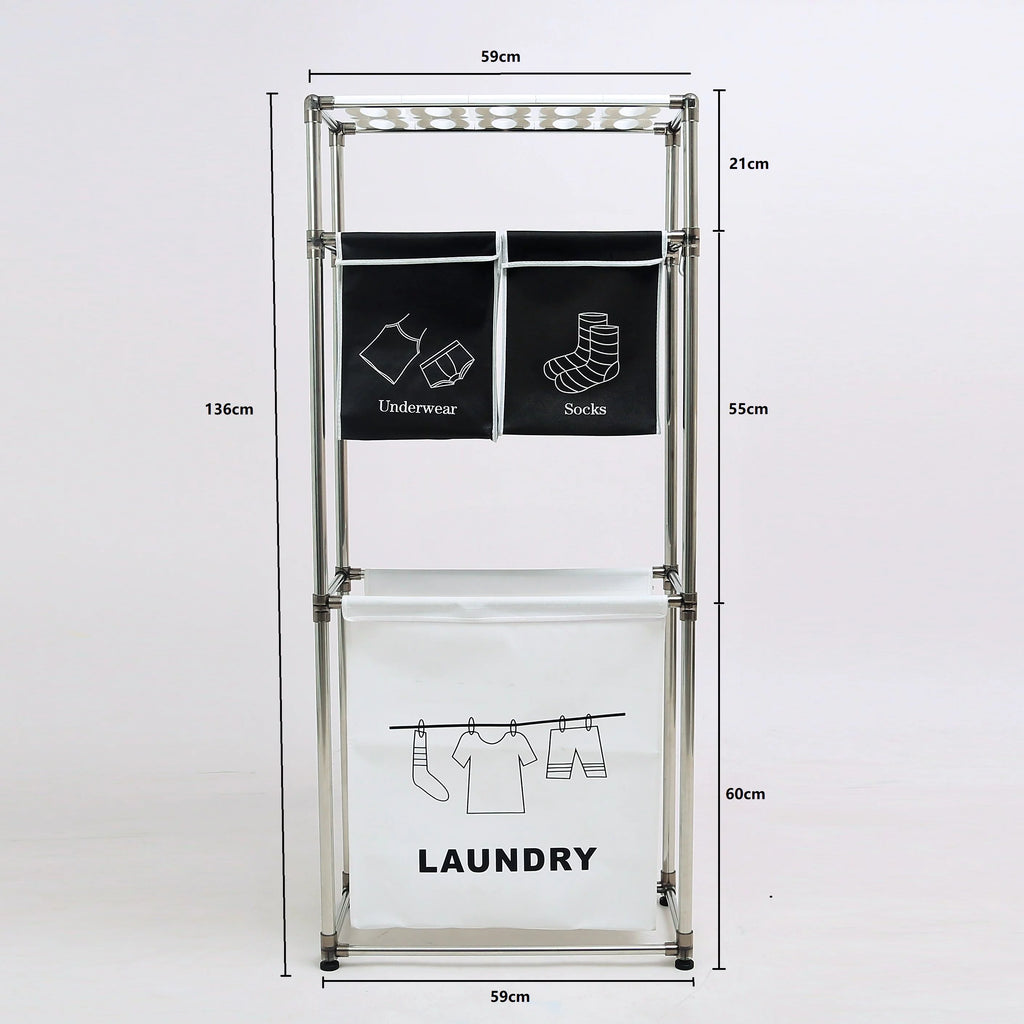 3-Tier Laundry Sorter Hamper with 4 Removable Bags V2293