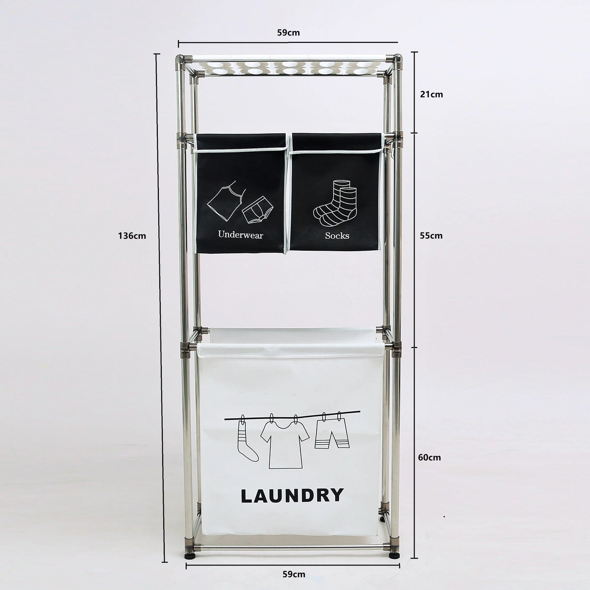 3-Tier Laundry Sorter Hamper with 4 Removable Bags V2293