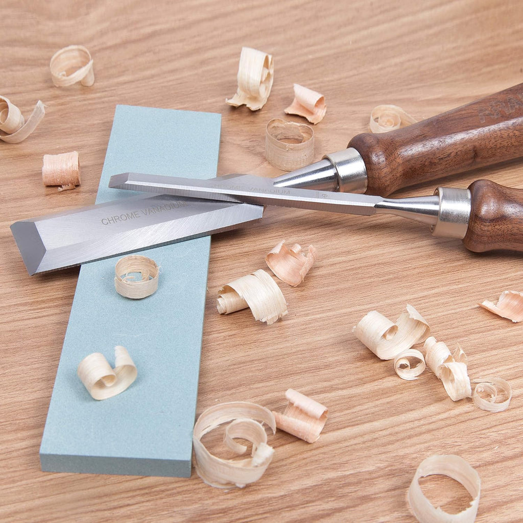 8 Pcs Wood Chisel Set with Walnut Handle and Vanadium Steel Blade, Wood Box H26225