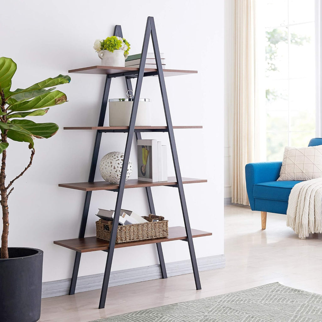 3 Tier Rustic Wood Bookcase with Metal Frame U7260